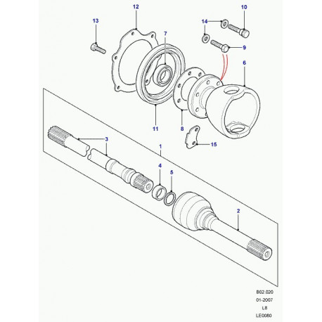 Land rover arbre de train avant Defender 90, 110, 130 et Discovery 1 (TDB500280)