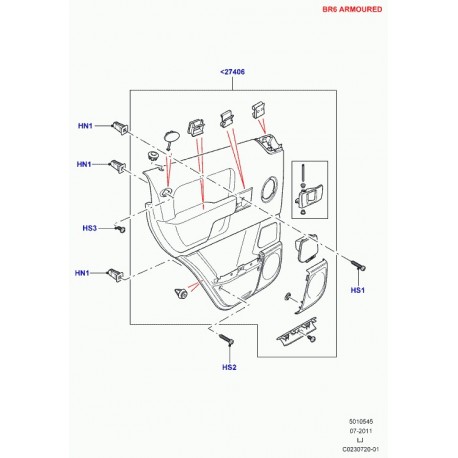 Land rover panneau de garnissage de porte Range L322 (VBA500040)