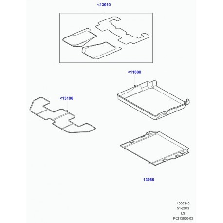 Land rover tapis plancher moquette ensemble Discovery 3 et 4 (VPLAS0192PVJ)