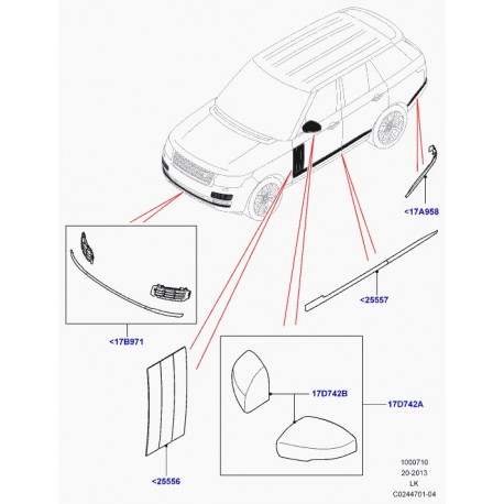 Land rover couverture boitier de retroviseur Range L405 (VPLGB0102)