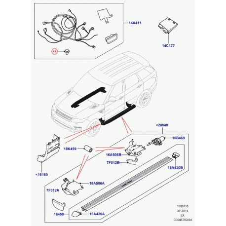 Land rover support marchepied  avant gauche Range L405,  Sport (VPLGP0137)