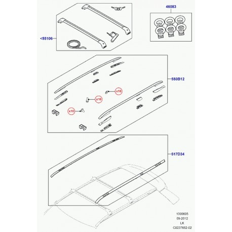 Land rover finition longerons de toit Range L405 (VPLGR0094)