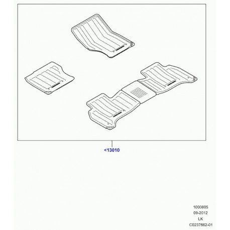 Land rover tapis plancher caoutchouc ensemble Range L405 (VPLGS0150)