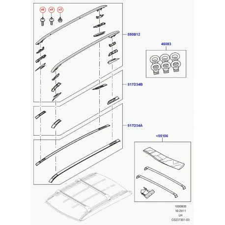 Land rover rail transversal galerie de toit Evoque (VPLVR0073)