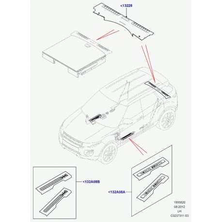 Land rover jeu de roulement de bas de marche Evoque (VPLVS0078AAM)