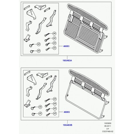 Land rover grille de separation Evoque (VPLVS0081)