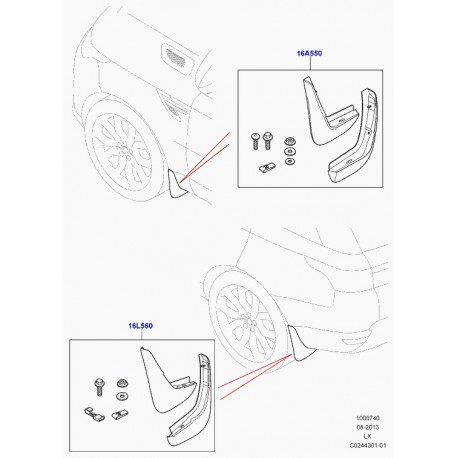 Land rover bavettes avant ensemble Range Sport (VPLWP0165)