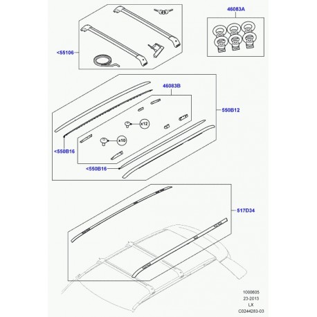 Land rover longerons de toit Range Sport (VPLWR0103)