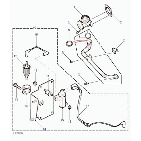 Land rover soupape recyclage des gaz d'echappement Discovery 2 (WAV100270)