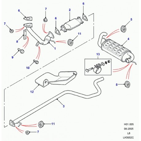 Land rover tuyau d'échappement avant Freelander 1 (WCD105220)