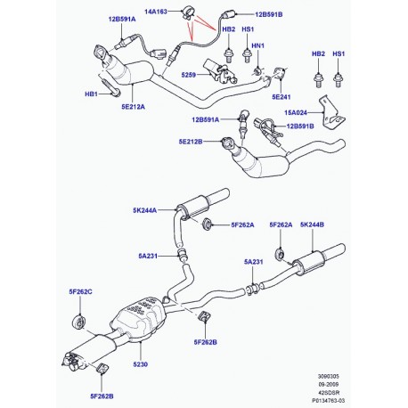 Land rover conv. catalytique-tuyau descente Range Sport (WCD502470)