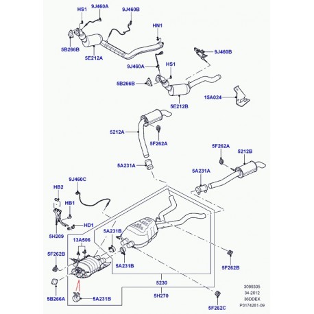 Land rover joint tuyau d'échappement Range L322,  L405,  Sport (WCM500080)