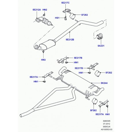 Land rover antibruit caoutchouc Discovery 3, Range L322 (WCS000110)