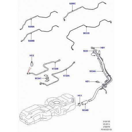 Land rover tuyau de combustible Discovery 3, Range Sport (WFP500098)