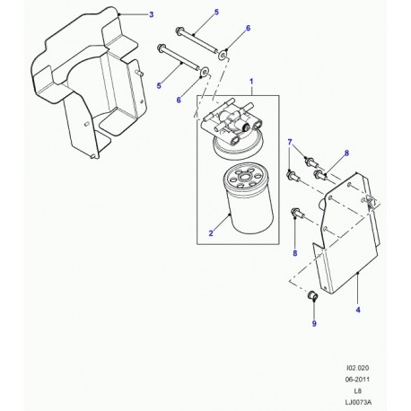 Land rover cache filtre a carburant Defender 90, 110, 130 (WJU500280)