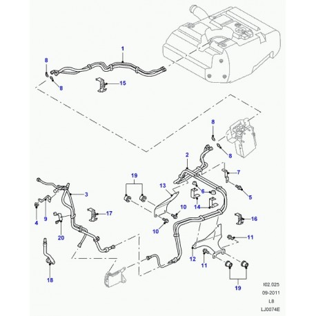 Land rover support flexible de combustible Defender 90, 110, 130 (WJU500450)