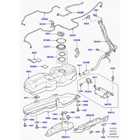 Land rover pipe de remplissage de combustible Range Sport (WMJ500163)