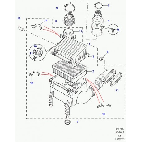 Land rover accroche debimetre air (WYC100540)