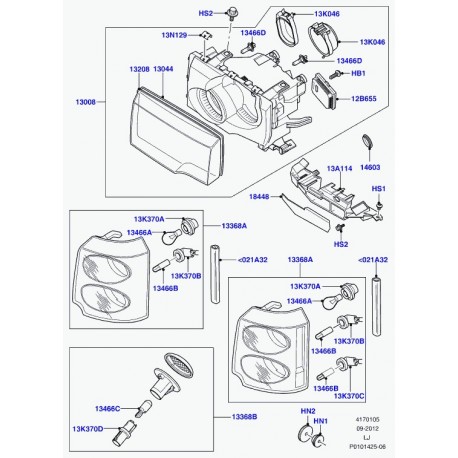 Land rover phare Range L322 (XBC001301)