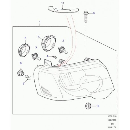 Land rover phare droit Freelander 1 (XBC500980)