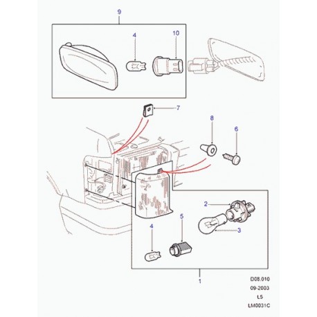 Land rover clignotant avant droit Discovery 2 (XBD100870)