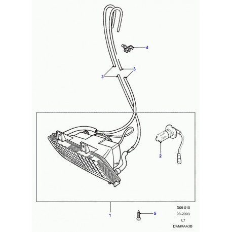 Land rover feu antibrouillard droit Range P38 (XBJ100420)