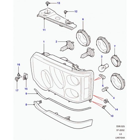 Land rover couvre phare droit Discovery 2 (XBQ000080)