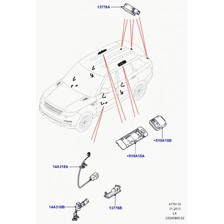 Land rover plafonnier et pied de porte Discovery 3, Range L322, Sport (XDC000071)