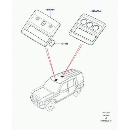 Land rover console de toit Discovery 3 (XDM500012LUM)