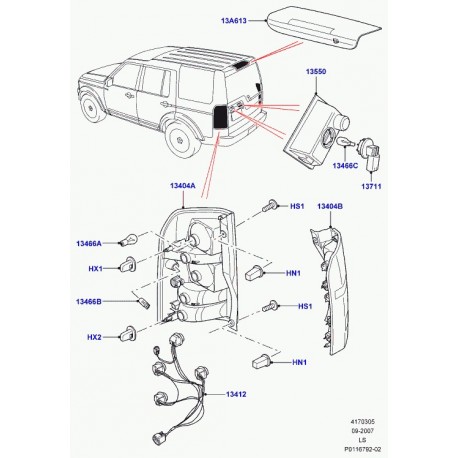 Land rover feu arrière droit stop et  indic direction Discovery 3 (XFB000583)