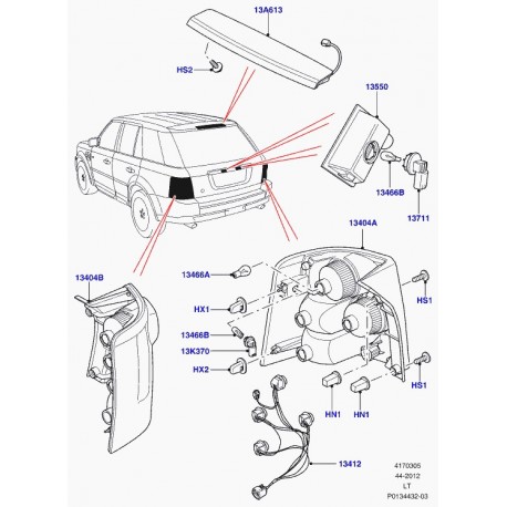 Land rover feu arrière stop et  indic direction Range Sport (XFB500440)