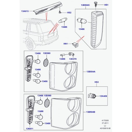 Land rover porte ampoule-bipolaire Range L322 (XFM000022)