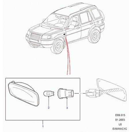 Land rover repetiteur lateral Defender 90, 110, 130,  Discovery 2 et Freelander 1 (XGB000030)