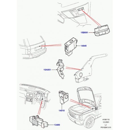 Land rover interrupteur lampe t. frein main Range L322 (XLB000010)