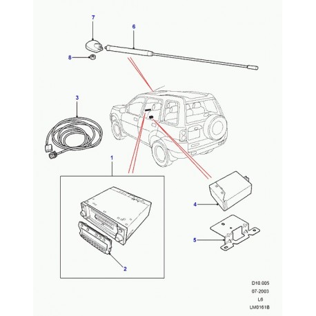 Land rover mat d'antenne Freelander 1 (XUJ000020)