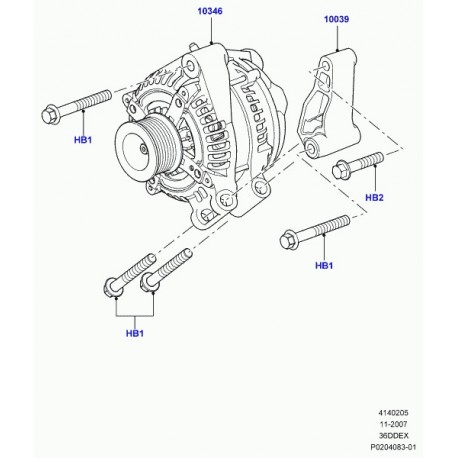 Land rover support alternateur Range L322 (YLU500351)