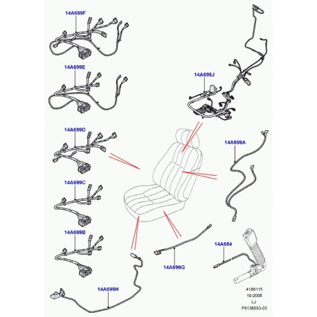 Land rover interrupteur de commande avec cable Range L322 (YME000030)