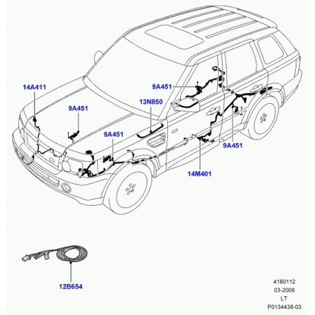 Land rover cable Discovery 3, Range Sport (YMQ503190)