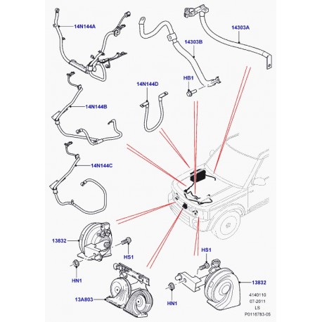 Land rover cable Discovery 3, Range Sport (YTA500410)