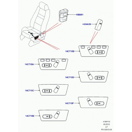 Land rover commutateur reglage electrique siege Discovery 3, Range Sport (YUB500250PVJ)