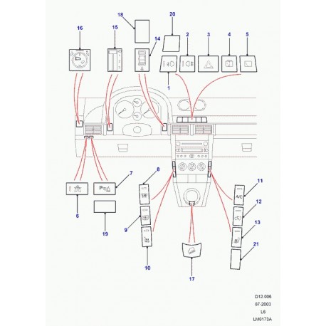 Land rover interrupteur Freelander 1 (YUE500110PUY)