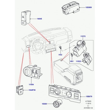 Land rover interrupteur d'alarme Range L322 (YUG000210PUY)