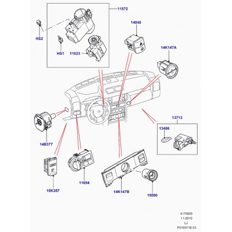 Land rover interrupteur volant Range L322 (YUH500160MBM)