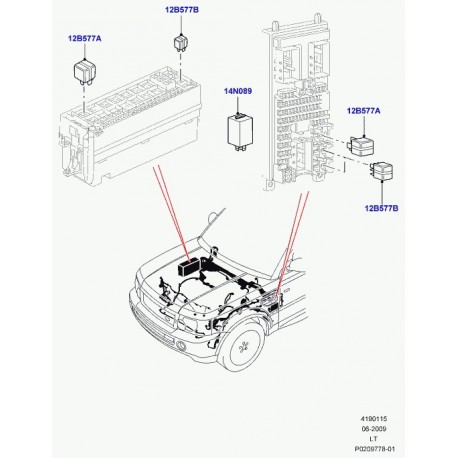 Land rover relais-retroviseur exterieur Discovery 3, Freelander 1, Range Sport (YWC001020)