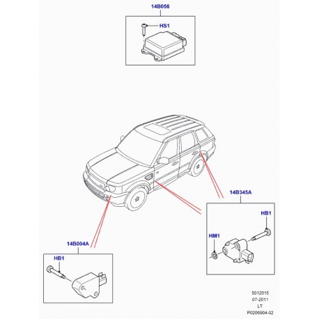 Land rover kit capteur d'airbag &  support Discovery 3, Range Sport (YWJ500370)