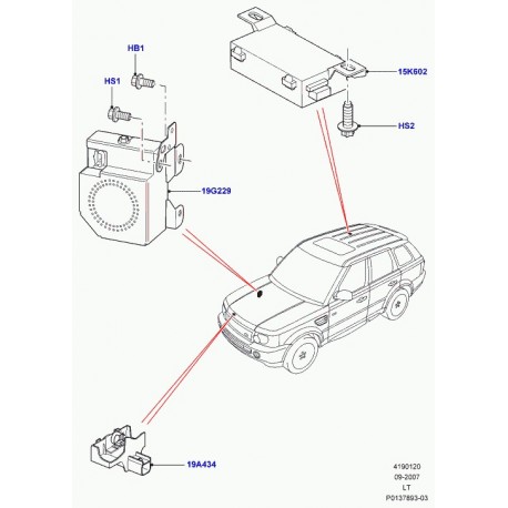 Land rover recepteur commande dist. a radio Discovery 3, Range Sport (YWY500210)