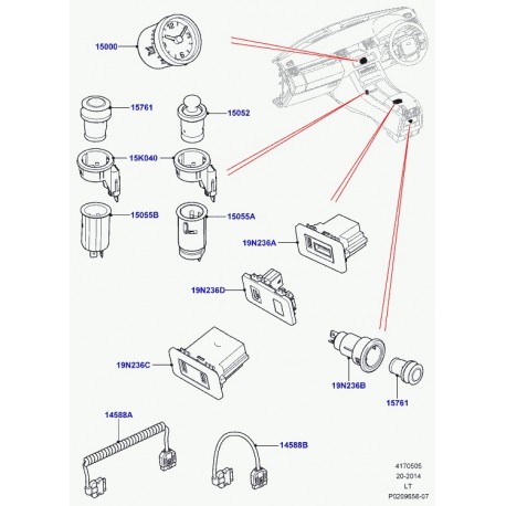 Land rover bague lumineuse allume cigare Discovery 3, Range Sport (YXD500040)