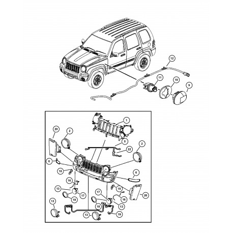 Mopar phare brouillard Cherokee KJ (55156866AA)