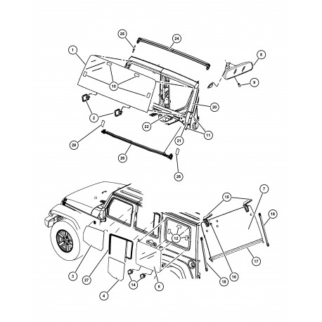 Mopar para-brise WRANGLER JK (68003430)