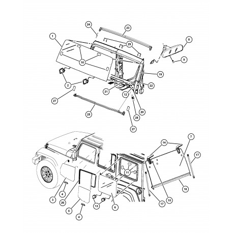 Mopar glace custode  arriere droite Wrangler JK (68054704AA)